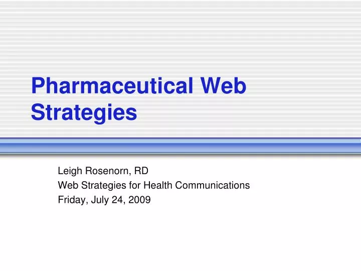 pharmaceutical web strategies