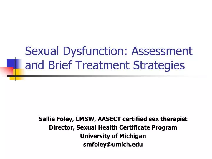 sexual dysfunction assessment and brief treatment strategies