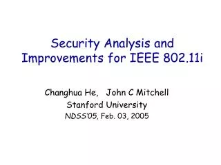 Security Analysis and Improvements for IEEE 802.11i