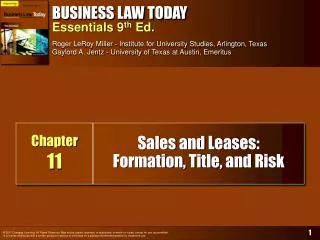 Sales and Leases: Formation, Title, and Risk