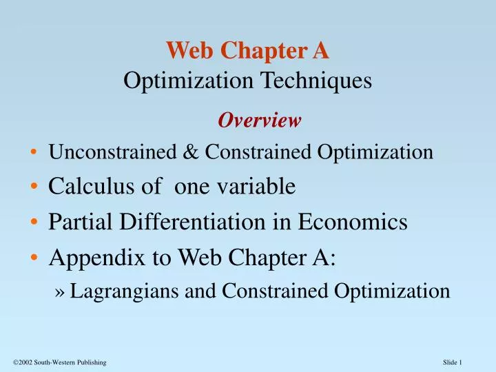 web chapter a optimization techniques