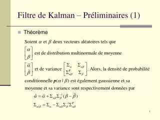 Filtre de Kalman – Préliminaires (1)