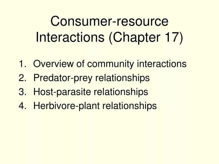 consumer resource interactions chapter 17