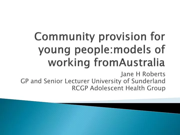 community provision for young people models of working fromaustralia