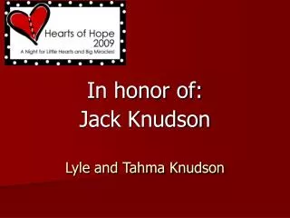 Lyle and Tahma Knudson