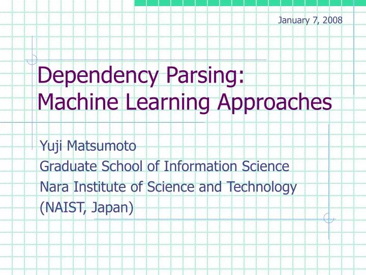 dependency parsing machine learning approaches