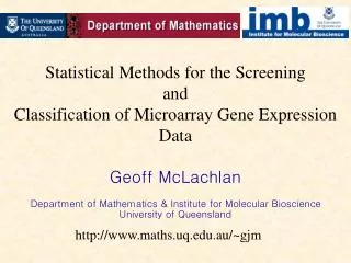 Statistical Methods for the Screening and Classification of Microarray Gene Expression Data