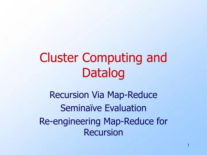 cluster computing and datalog