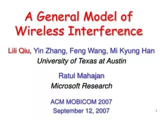 A General Model of Wireless Interference