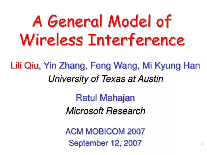 a general model of wireless interference