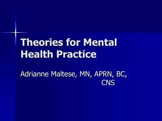 Theories for Mental Health Practice