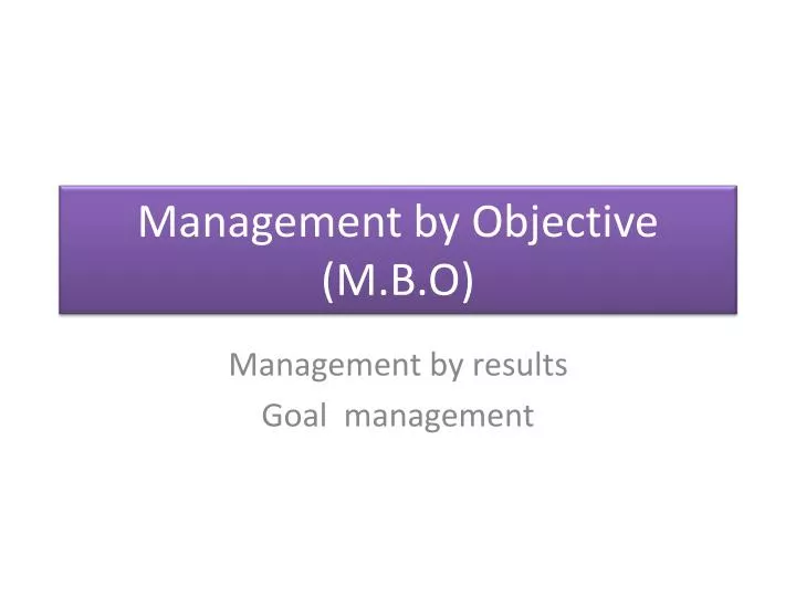 management by objective m b o