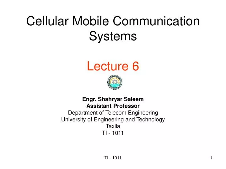 cellular mobile communication systems lecture 6
