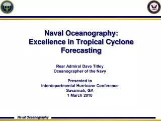 Naval Oceanography: Excellence in Tropical Cyclone Forecasting