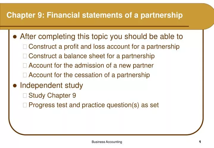 chapter 9 financial statements of a partnership