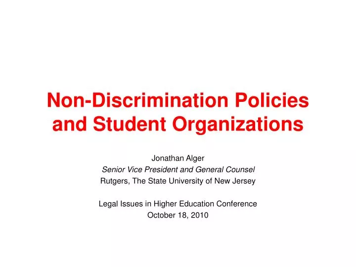non discrimination policies and student organizations