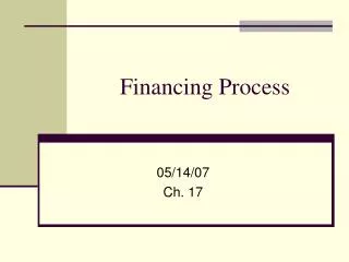 Financing Process