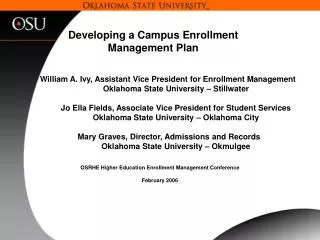 Developing a Campus Enrollment Management Plan