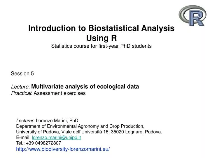 introduction to biostatistical analysis using r statistics course for first year phd students