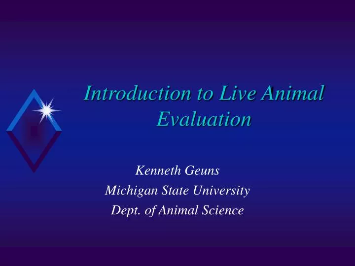 introduction to live animal evaluation