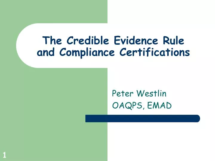 the credible evidence rule and compliance certifications