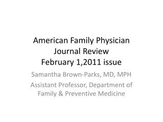 American Family Physician Journal Review February 1,2011 issue