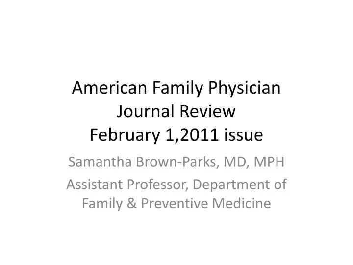 american family physician journal review february 1 2011 issue