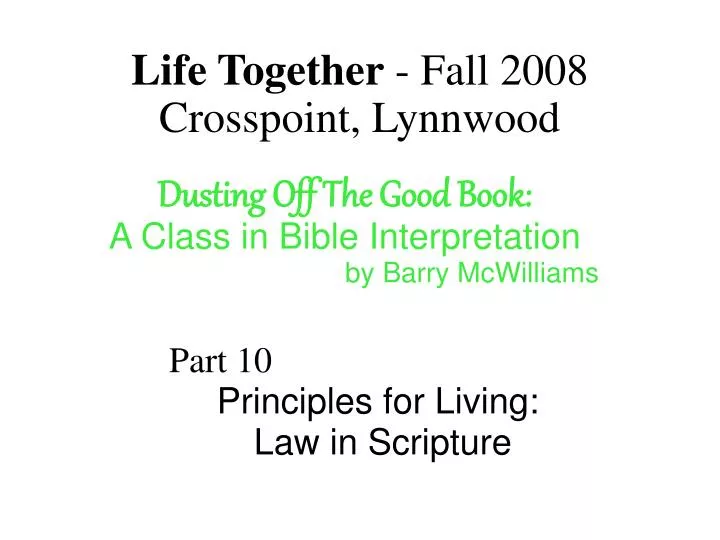 life together fall 2008 crosspoint lynnwood