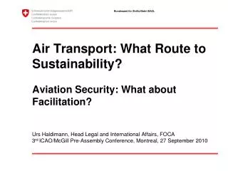 Air Transport: What Route to Sustainability? Aviation Security: What about Facilitation?