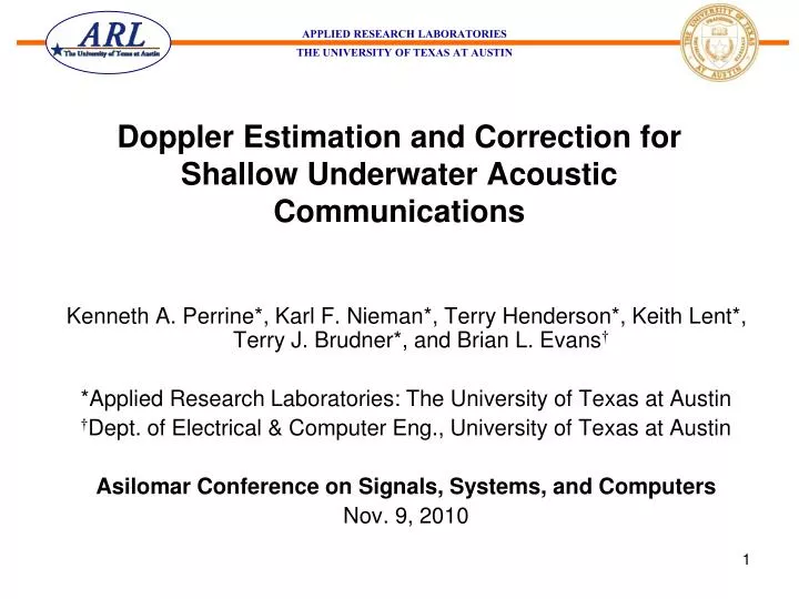 doppler estimation and correction for shallow underwater acoustic communications