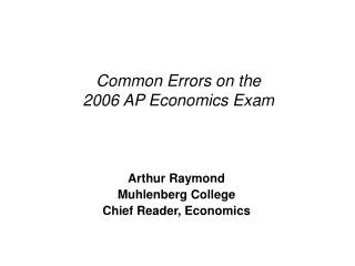 Common Errors on the 2006 AP Economics Exam
