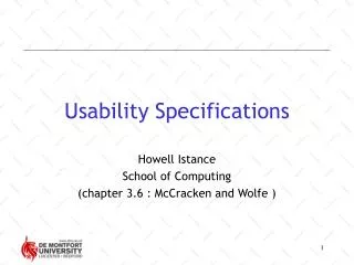 Usability Specifications