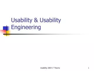 Usability &amp; Usability Engineering