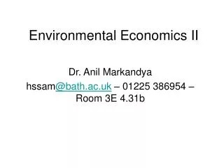 Environmental Economics II