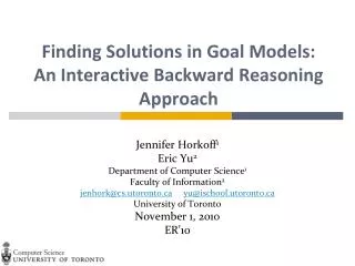Finding Solutions in Goal Models: An Interactive Backward Reasoning Approach
