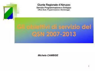 Gli obiettivi di servizio del QSN 2007-2013