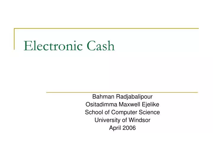 electronic cash