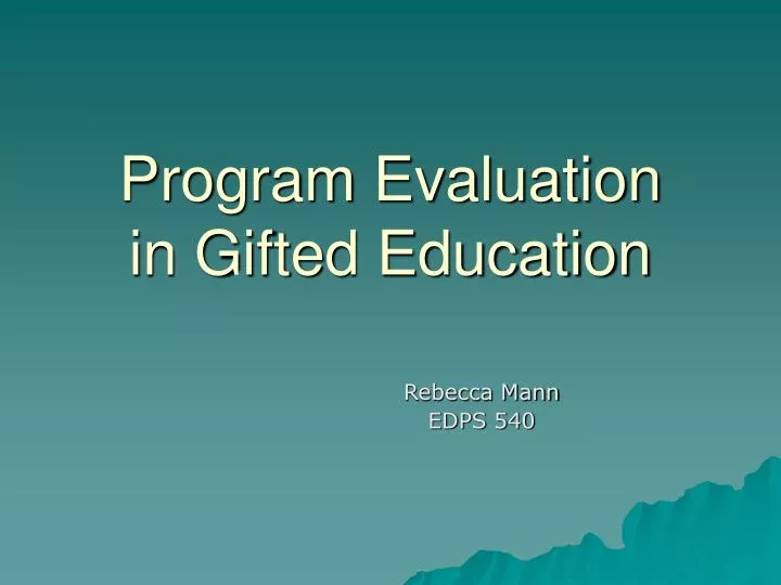 program evaluation in gifted education