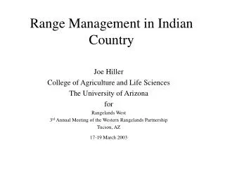 Range Management in Indian Country