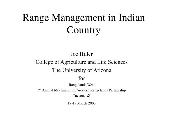 range management in indian country