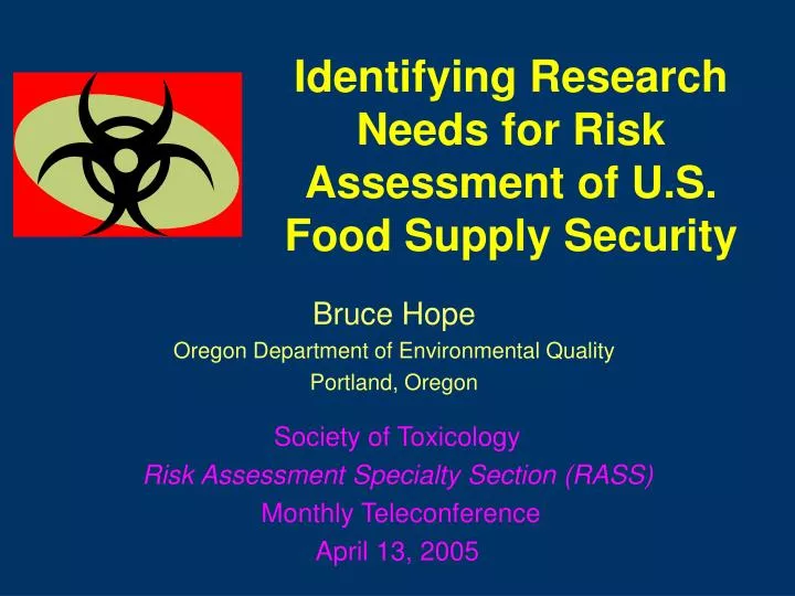 society of toxicology risk assessment specialty section rass monthly teleconference april 13 2005