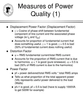Measures of Power Quality (1)