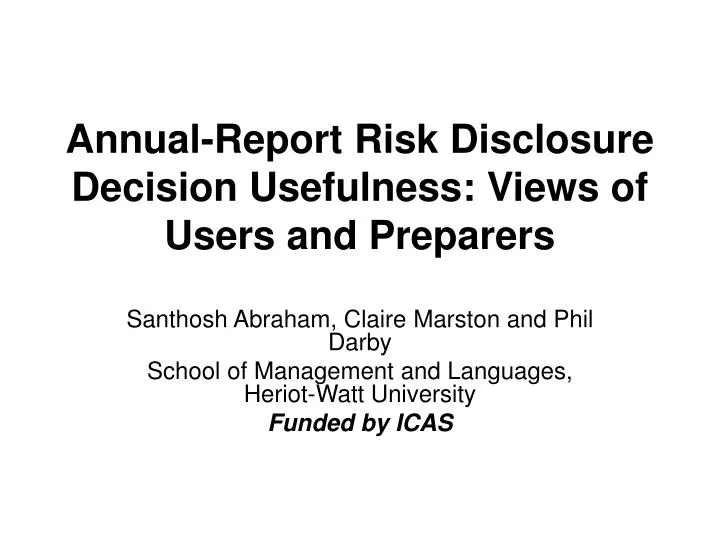 annual report risk disclosure decision usefulness views of users and preparers