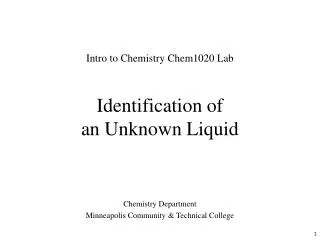 Identification of an Unknown Liquid