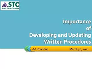 Importance of Developing and Updating Written Procedures
