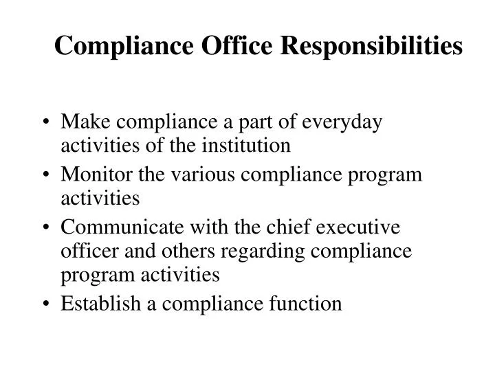 compliance office responsibilities