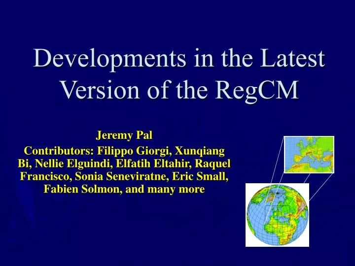 developments in the latest version of the regcm