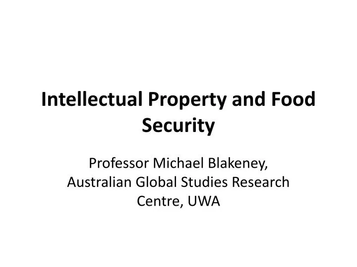 intellectual property and food security