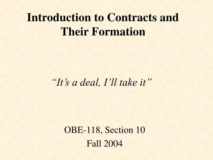 introduction to contracts and their formation
