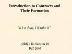 Introduction to Contracts and Their Formation